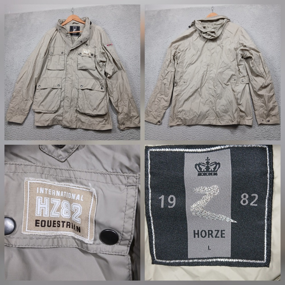 Horze HZ82 Equestrian Field Jacket Men's L‎ Tan Multi Pocket Riding Coat